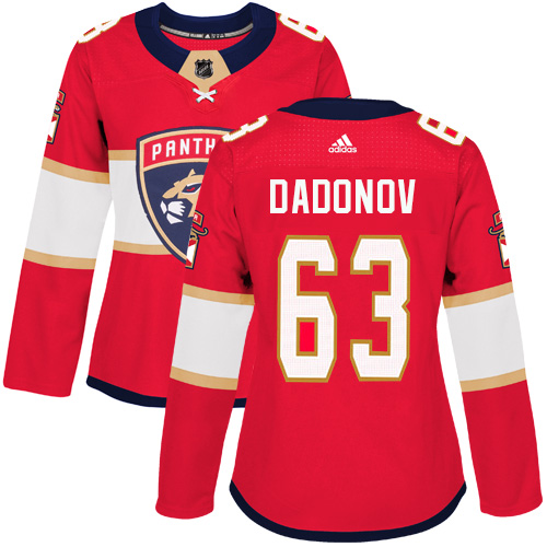 Adidas Florida Panthers #63 Evgenii Dadonov Red Home Authentic Women Stitched NHL Jersey->women nhl jersey->Women Jersey